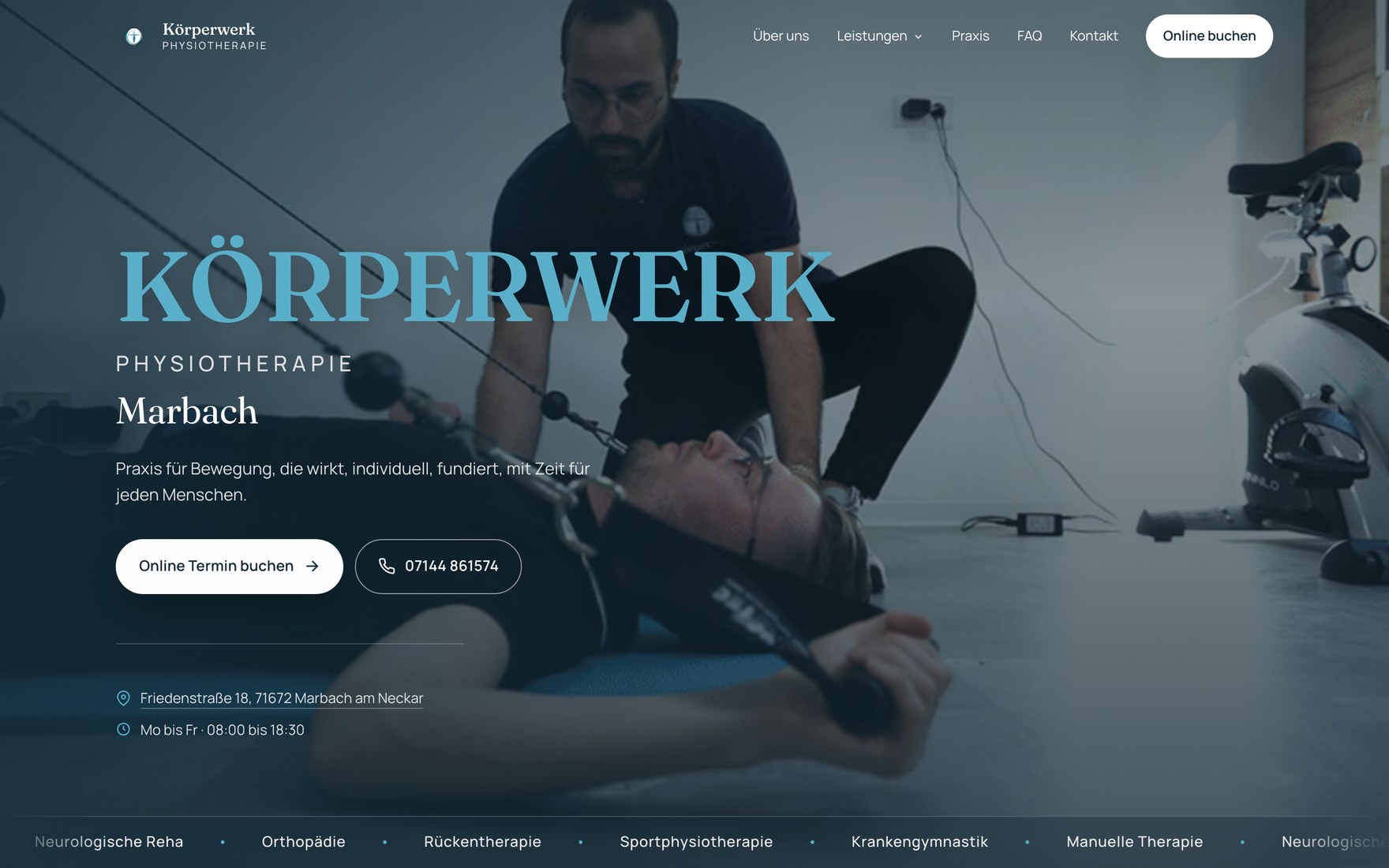 Website Körperwerk Physiotherapie in der Desktop-Ansicht
